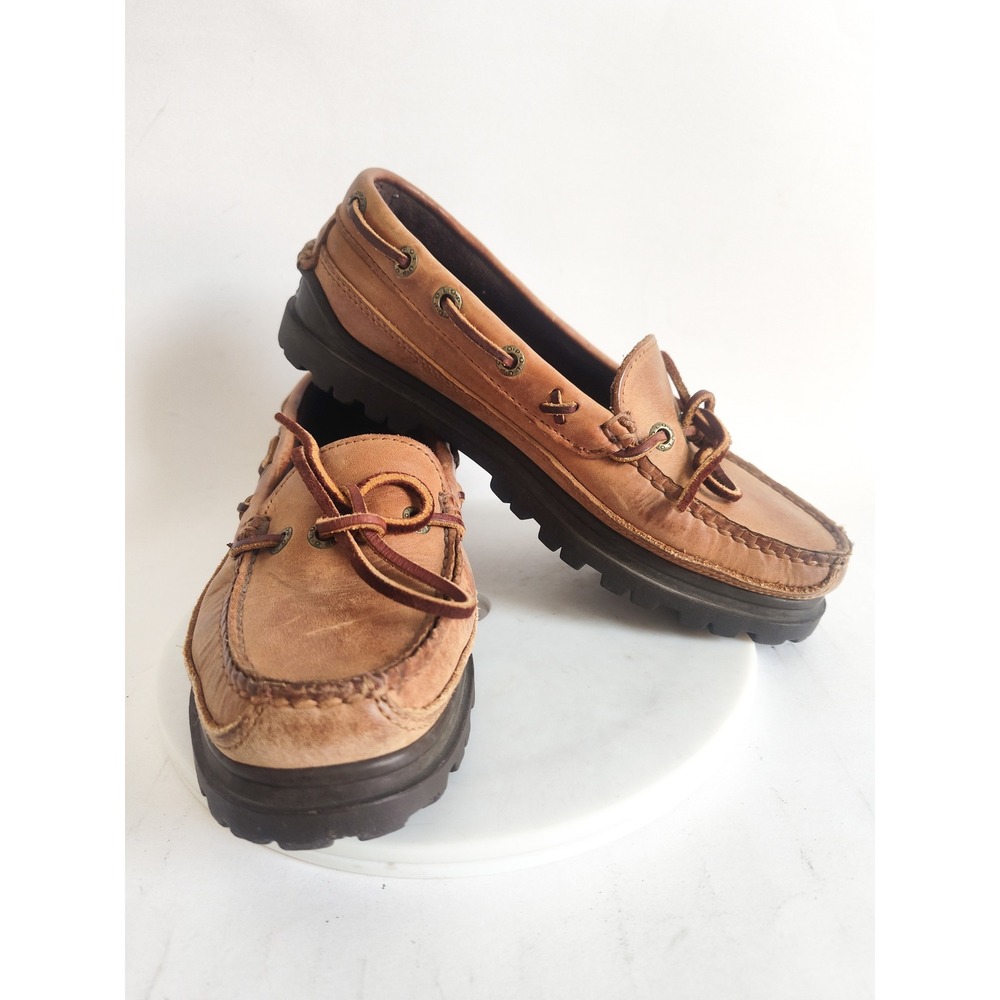 Vintage Polo Ralph Lauren Boat Shoes Loafers 6 Leather Lug Sole Moccasin Preppy